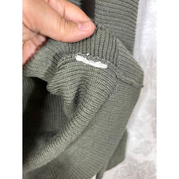 Athleta Sweater Small Olive Green Ribbed V Neck Long - Picture 7 of 9